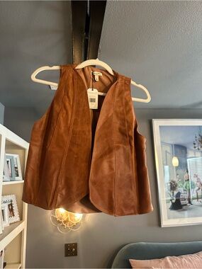 Raven + Lily Chestnut Brown Leather Vest